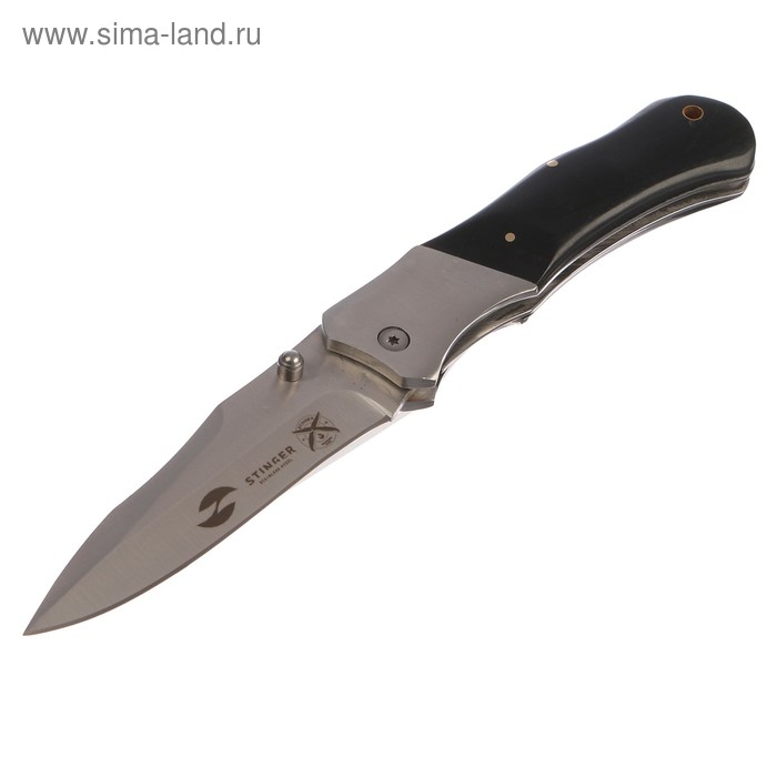 Складной нож Stinger, 100 мм, рукоять: сталь, дерево, коробка картон Складной нож Stinger, 100 мм, рукоять: сталь, дерево, коробка картон