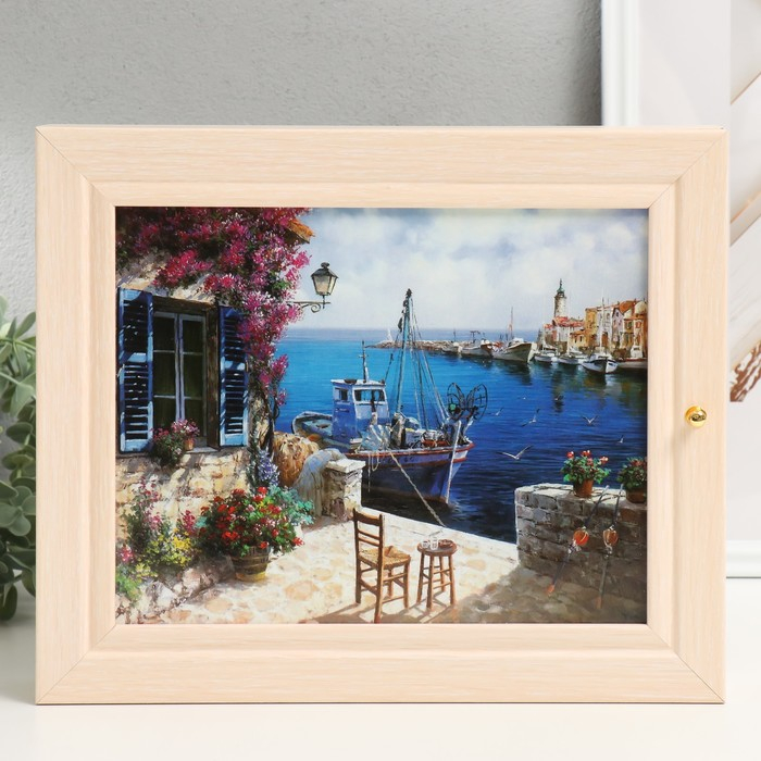 Ключница Ключница "Домик у причала" молочный дуб 26х31 см МИКС