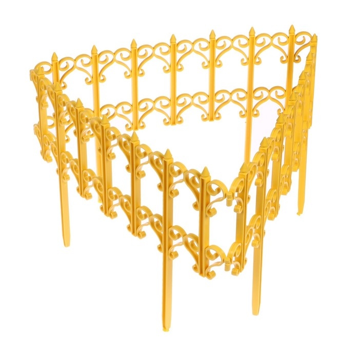 Ограждение декоративное, 25 × 180 см, 5 секций, пластик, жёлтое, «Классика» Ограждение декоративное, 25 × 180 см, 5 секций, пластик, жёлтое, «Классика»