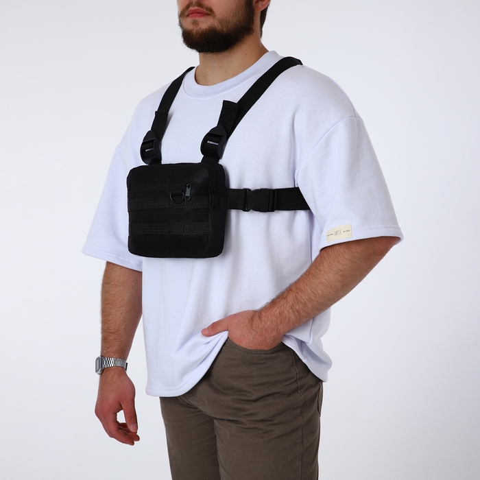 Сумка нагрудная на молнии, наружный карман, цвет чёрный Сумка нагрудная на молнии, наружный карман, цвет чёрный