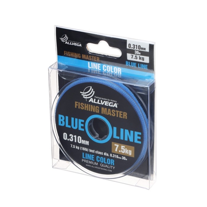 Леска монофильная ALLVEGA Fishing Master, диаметр 0.310 мм, тест 7.5 кг, 30 м, голубая Леска монофильная ALLVEGA Fishing Master, диаметр 0.310 мм, тест 7.5 кг, 30 м, голубая