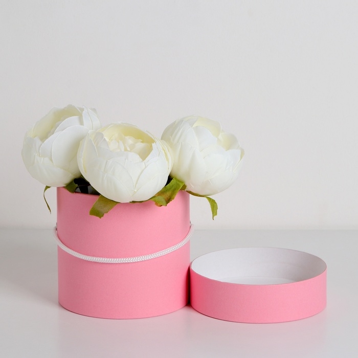 Подарочная коробка, круглая, розовая,с шнурком, 12 х 12 см Подарочная коробка, круглая, розовая,с шнурком, 12 х 12 см
