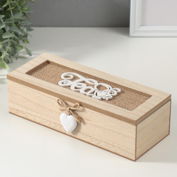 Шкатулка дерево 3 деления  Шкатулка дерево 3 деления "Чашечка чая" 9,7х24х7 см