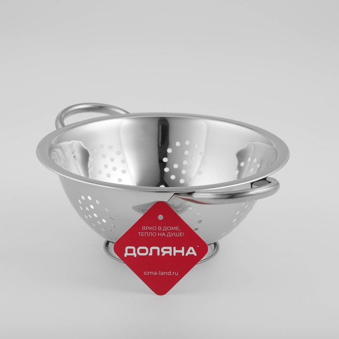 Дуршлаг из нержавеющей стали Доляна «Индия», 1,6 л, d=22 см, на ножке, две ручки Дуршлаг из нержавеющей стали Доляна «Индия», 1,6 л, d=22 см, на ножке, две ручки