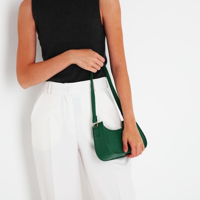 Сумка-багет на молнии, цвет зелёный Сумка-багет на молнии, цвет зелёный