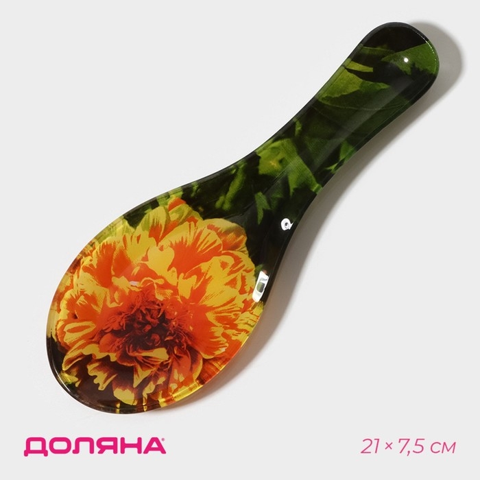 Подставка стеклянная под ложку Доляна «Хризантема», 21×7,5×1,4 см Подставка стеклянная под ложку Доляна «Хризантема», 21×7,5×1,4 см