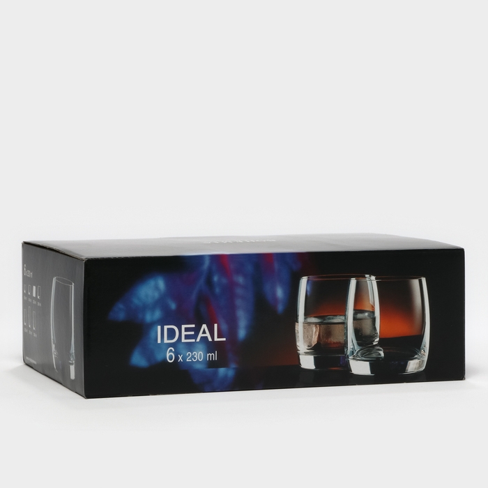 Набор стаканов для виски «Идеал», 6 шт, 230 мл, хрустальное стекло Набор стаканов для виски «Идеал», 6 шт, 230 мл, хрустальное стекло