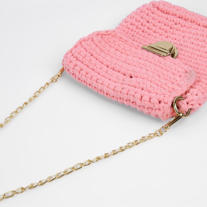 Цепочка с жемчугом для сумки, с карабинами, 7 × 13 мм, d = 4 мм, 60 см, цвет золотой