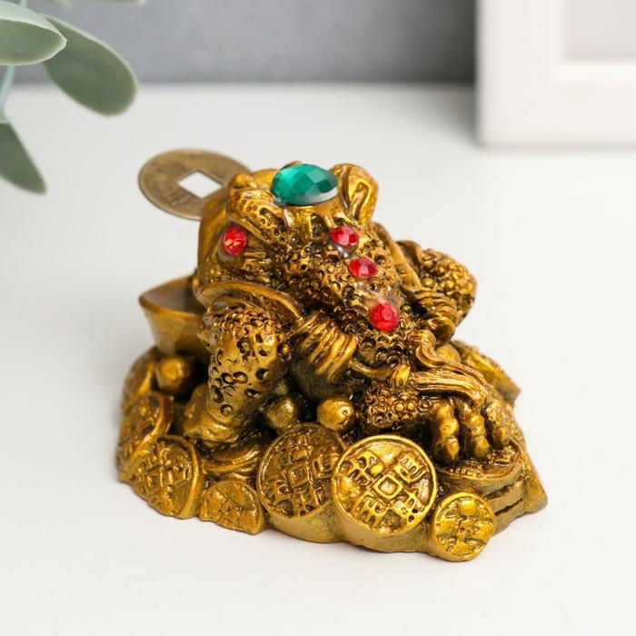 Нэцкэ бронза Нэцкэ бронза "Жаба на монетах с чашей" 7 х 6 х 5 см