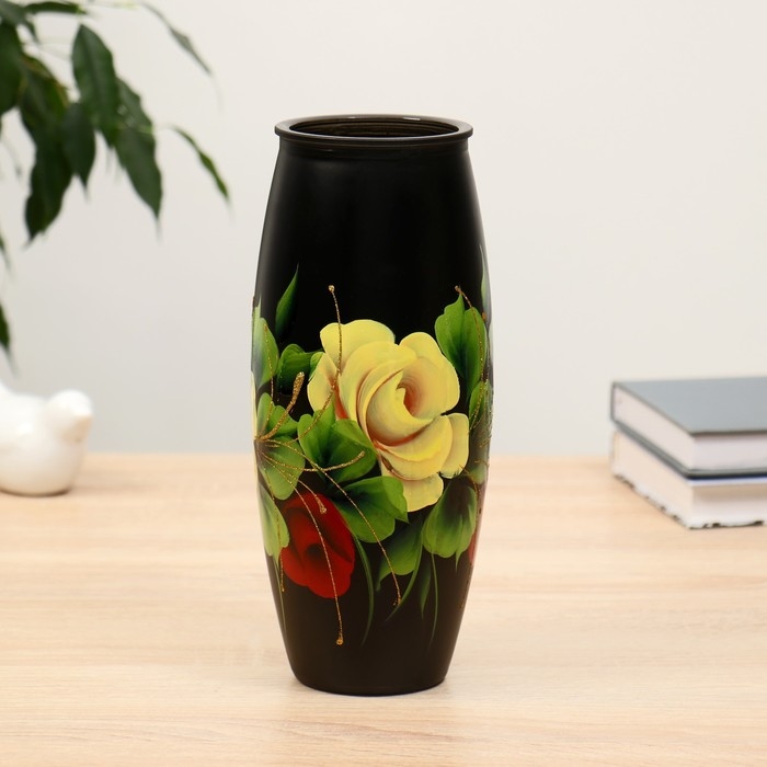 Ваза Ваза "Розы" роспись на крашеном стекле, d-7; 10х23 см