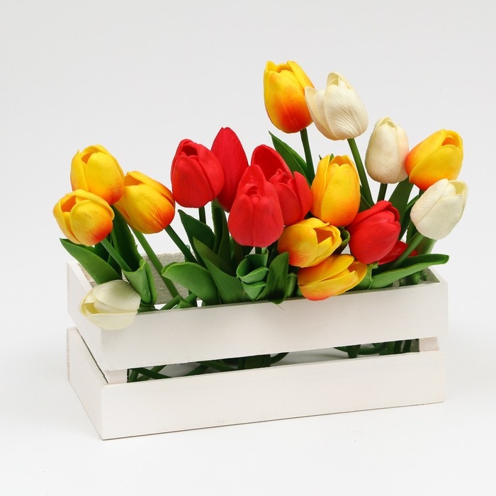 Кашпо деревянное, двухреечное, белое, 24, 5х 11,5 х 9 см Кашпо деревянное, двухреечное, белое, 24, 5х 11,5 х 9 см