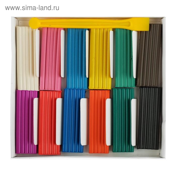 Пластилин 12 цветов 180 г «Каляка-Маляка», со стеком Пластилин 12 цветов 180 г «Каляка-Маляка», со стеком