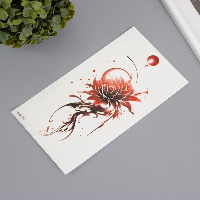 Татуировка на тело цветная  Татуировка на тело цветная "Цветок красными чернилами" 11,4х21 см