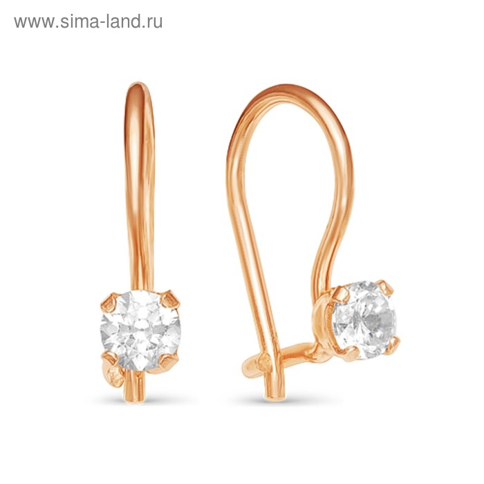 Серьги детские «Крошка», розовое золочение, цвет белый Серьги детские «Крошка», розовое золочение, цвет белый