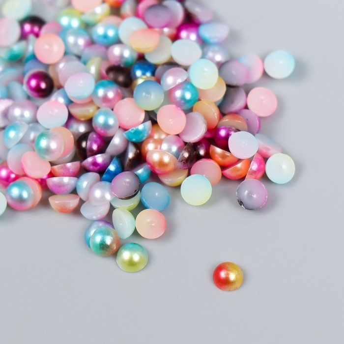 Декор Декор "Полубусины и стразы. Градиент разноцветный" d=4 мм 10г 200 шт 5х2,5 см МИКС