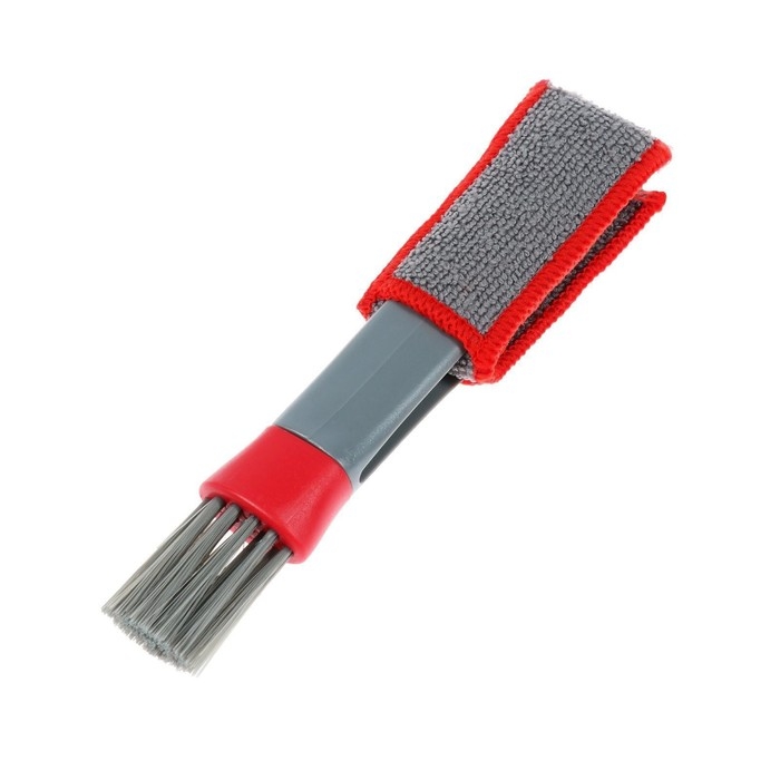 Щетка для чистки труднодоступных мест в салоне авто, 18 см, серо-красный Щетка для чистки труднодоступных мест в салоне авто, 18 см, серо-красный