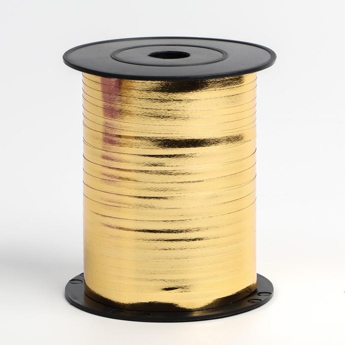 Лента для декора и подарков, золото, металлизированная, 0,5 см х 250 м Лента для декора и подарков, золото, металлизированная, 0,5 см х 250 м