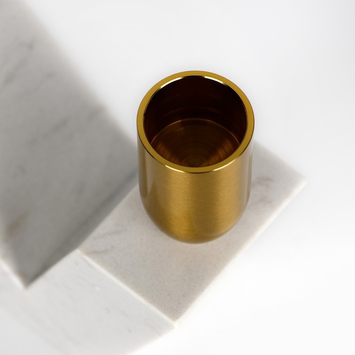 Подсвечник латунь, мрамор «Грани» 22 х 20 х 5 см