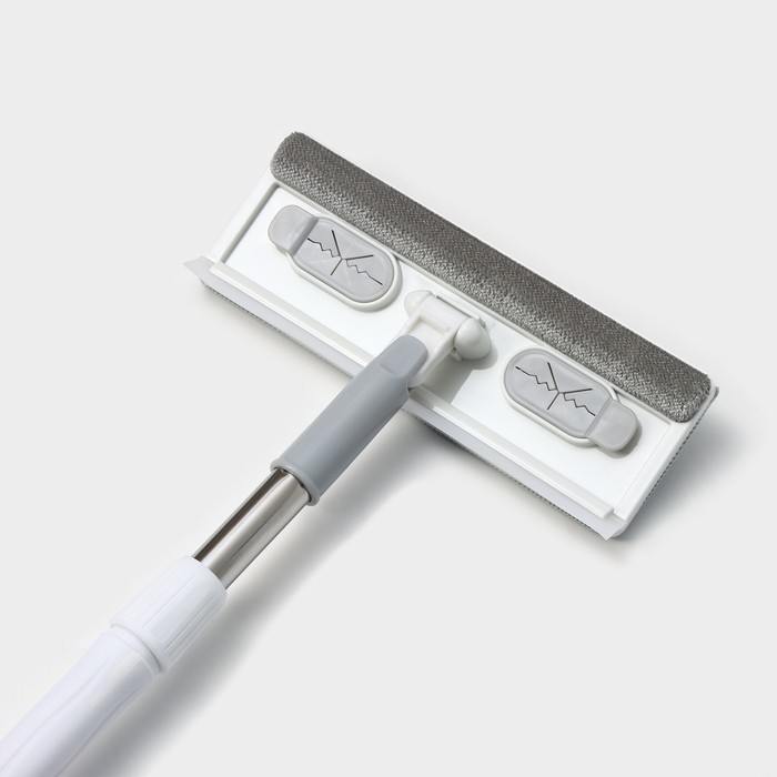 Щётка для окон Raccoon, стальная телескопическая ручка 82(126) см, насадка из микрофибры 25×9 см, цвет белый Щётка для окон Raccoon, стальная телескопическая ручка 82(126) см, насадка из микрофибры 25×9 см, цвет белый