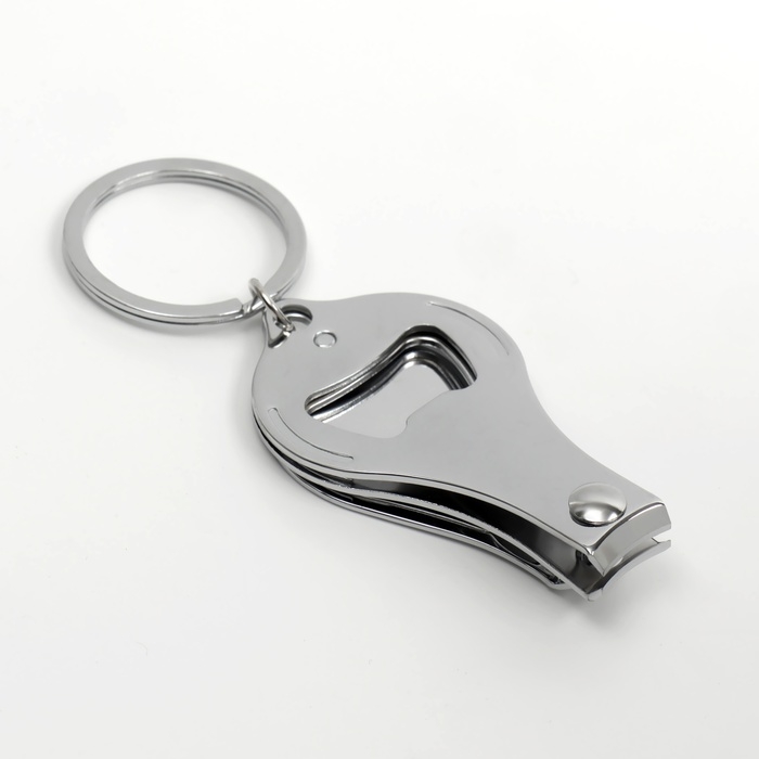 Кусачки - книпсер маникюрные, на брелке, с пилкой, с открывашкой, 6,5 см, цвет серебристый Кусачки - книпсер маникюрные, на брелке, с пилкой, с открывашкой, 6,5 см, цвет серебристый