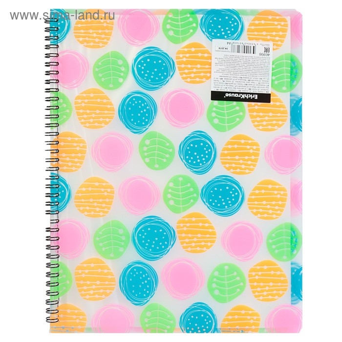 Папка А4 на спирали с 20 прозрачными вкладышами Buttons, тиснение - песок, толщина 550 мкм Папка А4 на спирали с 20 прозрачными вкладышами Buttons, тиснение - песок, толщина 550 мкм