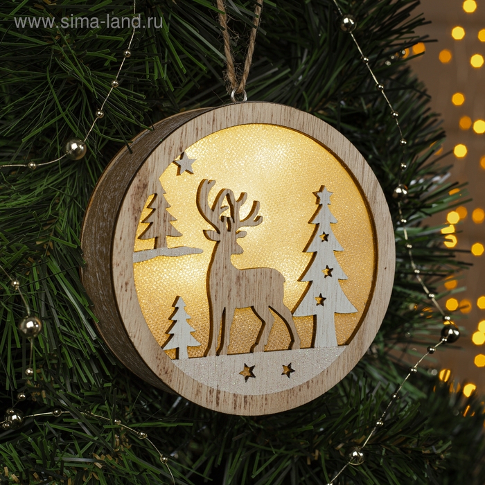 Ёлочная игрушка «Олень в лесу», батарейки АААх2 (не в комплекте), свечение тёплое белое Ёлочная игрушка «Олень в лесу», батарейки АААх2 (не в комплекте), свечение тёплое белое
