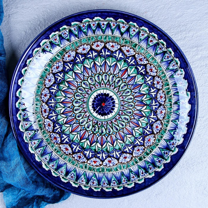 Ляган Риштанская Керамика  Ляган Риштанская Керамика "Узоры", 28 см, синий
