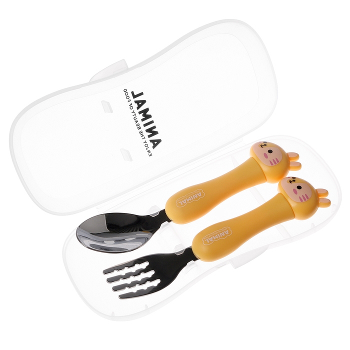 Набор детских столовых приборов в футляре «Тигрята», вилка, ложка Набор детских столовых приборов в футляре «Тигрята», вилка, ложка