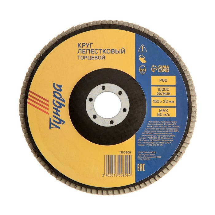 Круг лепестковый торцевой ТУНДРА, 150 х 22 мм, Р60 Круг лепестковый торцевой ТУНДРА, 150 х 22 мм, Р60