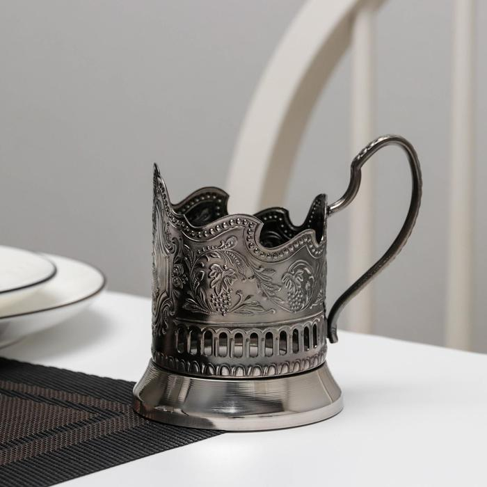 Подстаканник «Космос», d=72мм, никелированный, с чернением Подстаканник «Космос», d=72мм, никелированный, с чернением