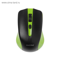 Мышь Smartbuy ONE 352, беспроводная, оптическая, 1600 dpi, 2xAAA (не в компл), зелёно-чёрная