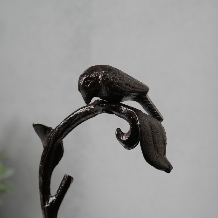 Сувенир чугун подставка "Птичка на ветке над цветком" 17х15х13,5 см