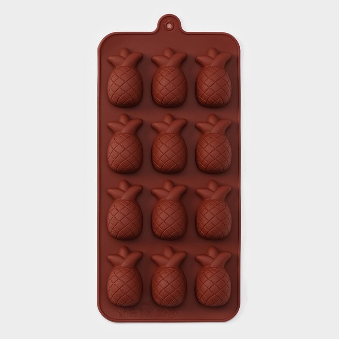 Форма для конфет и шоколада Доляна «Ананас», силикон, 22,5×10,5 см, 12 ячеек, цвет коричневый Форма для конфет и шоколада Доляна «Ананас», силикон, 22,5×10,5 см, 12 ячеек, цвет коричневый