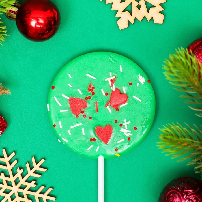 Новый год. Карамель леденцовая на палочке, с декором, Новый год. Карамель леденцовая на палочке, с декором, "Конфетти", МИКС, 40 г