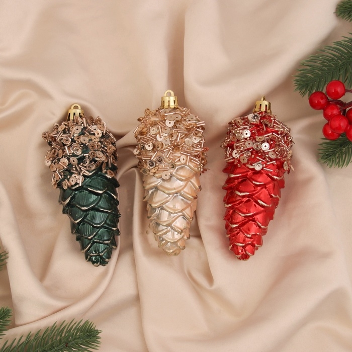 Украшение ёлочное Украшение ёлочное "Шишка Коул" (набор 3 шт) 12х4 см, микс