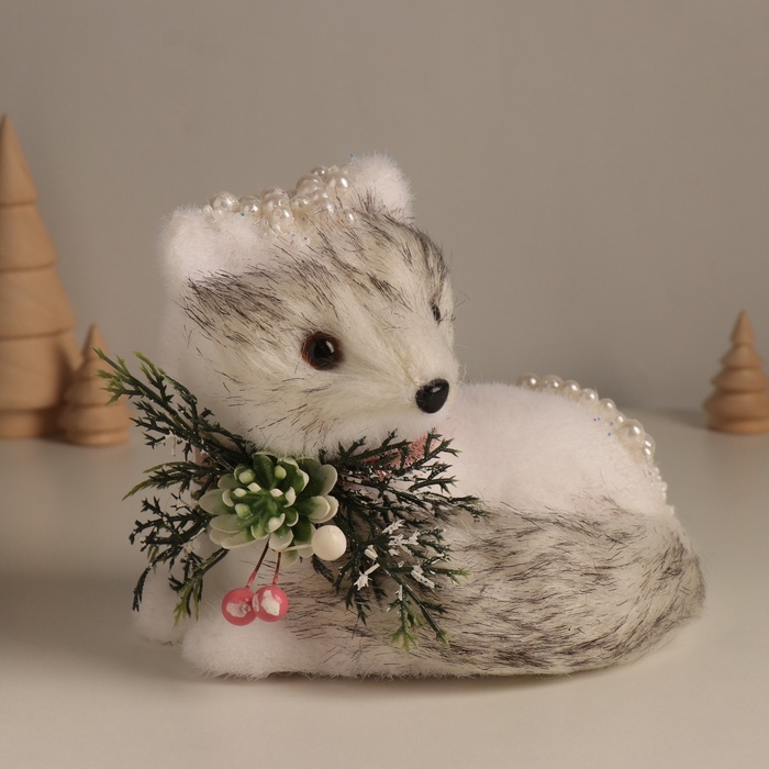 Декор Декор "Белая лисичка в бусинках" 15х17х13 см