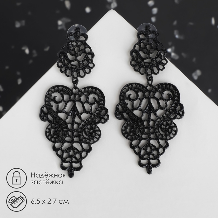 Серьги металл «Люстры» монелия, цвет чёрный Серьги металл «Люстры» монелия, цвет чёрный