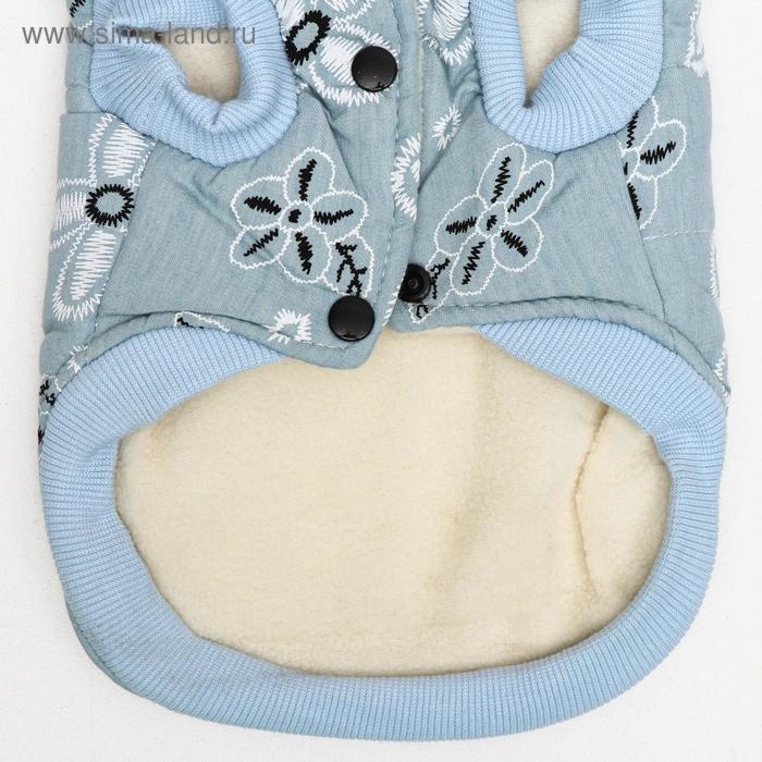 Куртка для собак с цветами, S (ДС 20 см, ОШ 23 см, ОГ 32 см), голубая Куртка для собак с цветами, S (ДС 20 см, ОШ 23 см, ОГ 32 см), голубая