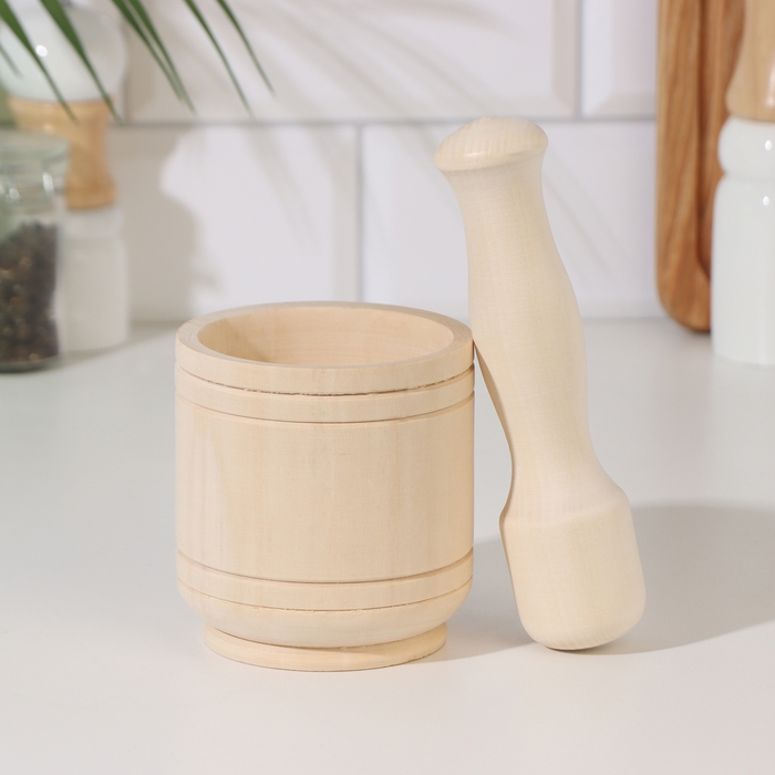 Ступка для специй с пестиком деревянная, микс Ступка для специй с пестиком деревянная, микс