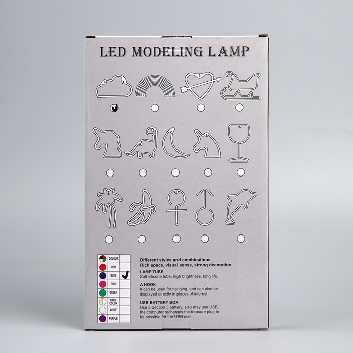 Неоновая вывеска «Облако» 30 x 19 см, батарейки AAx3 (нет в комплекте) + USB, свечение синее