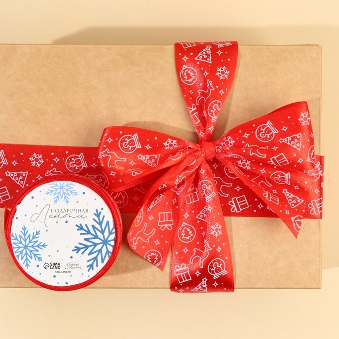 Лента атласная «Новогодние игрушки», , 4 см × 5 метров Лента атласная «Новогодние игрушки», , 4 см × 5 метров