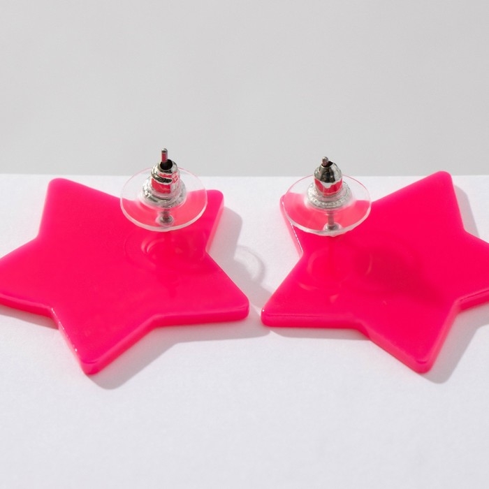 Серьги акрил «Звезда», цвет розовый Серьги акрил «Звезда», цвет розовый