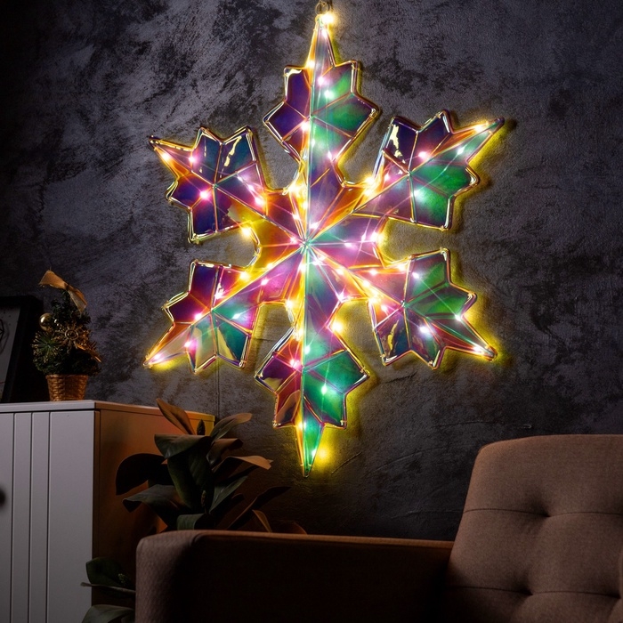 Светодиодная фигура «Снежинка» 80 × 80 см, пластик, 220 В, 8 режимов, свечение тёплое белое Светодиодная фигура «Снежинка» 80 × 80 см, пластик, 220 В, 8 режимов, свечение тёплое белое