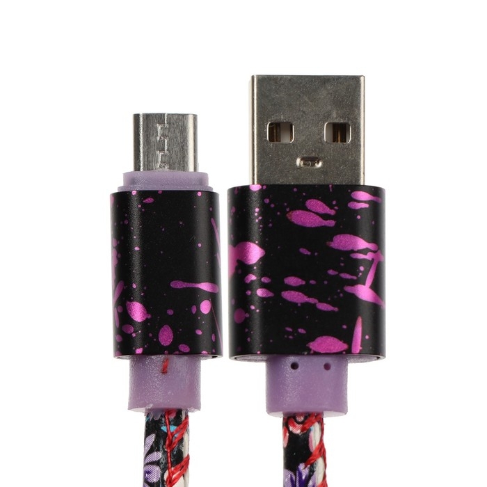 Кабель Luazon, microUSB - USB, 2.4 A, 1 м, оплётка экокожа, разноцветный Кабель Luazon, microUSB - USB, 2.4 A, 1 м, оплётка экокожа, разноцветный