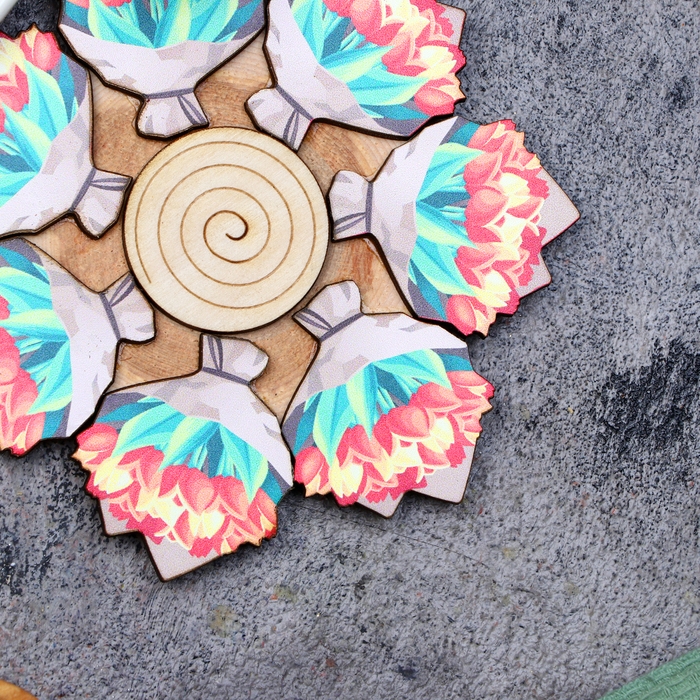 Подставка под горячее «Букет тюльпанов», D=12 см, можжевельник Подставка под горячее «Букет тюльпанов», D=12 см, можжевельник