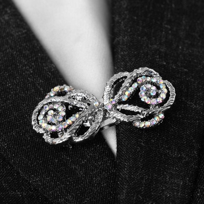 Зажим для кардигана «Петли», цвет радужный в серебре Зажим для кардигана «Петли», цвет радужный в серебре