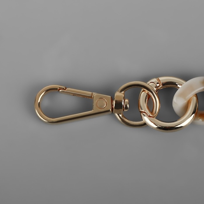 Цепочка для сумки, пластиковая, с карабинами, 15 × 21 мм, 68 см, цвет светлый агат/золотой