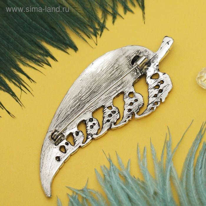 Брошь «Листок желаний», цвет сине-зелёный в серебре Брошь «Листок желаний», цвет сине-зелёный в серебре