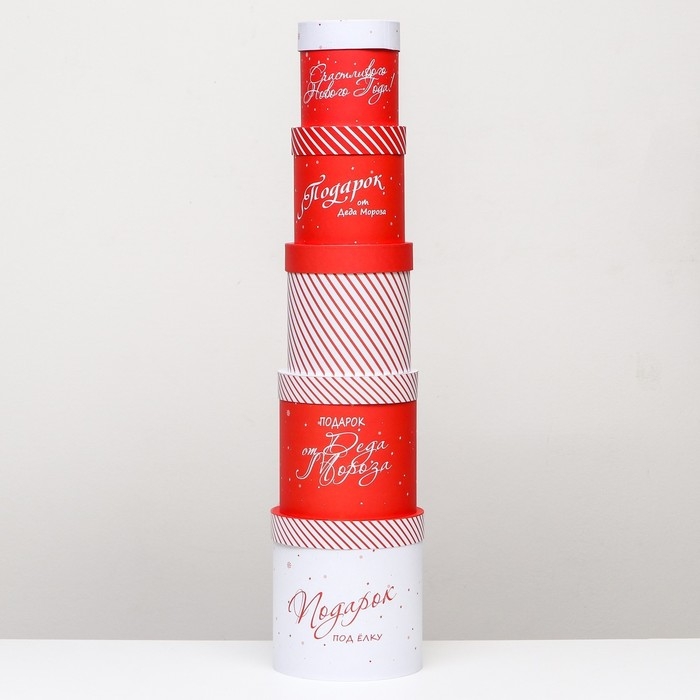 Набор шляпных коробок 5 в 1 Набор шляпных коробок 5 в 1 "Подарок под Ёлку", 20 х 20- 15 х 15 см