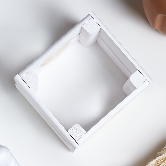 Кашпо деревянное 12×11×9 см  Кашпо деревянное 12×11×9 см "Однушка Лайт", двухреечное, сердце, белый Дарим Красиво